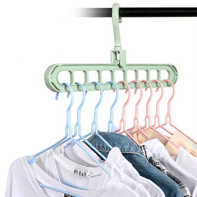 NISEVEN Wholesale 9 Holes Hangers For Cloths Rotatable Clothes Hangers Wardrobe Space Saving Plastic Magic Hanger