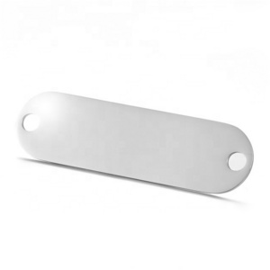 Yiwu Duoqu Stainless Steel Blank Stamping Personalized Mirror Polished 0.5mm Two Round Hole Oval Rectangle Bar Thin Dog Tag