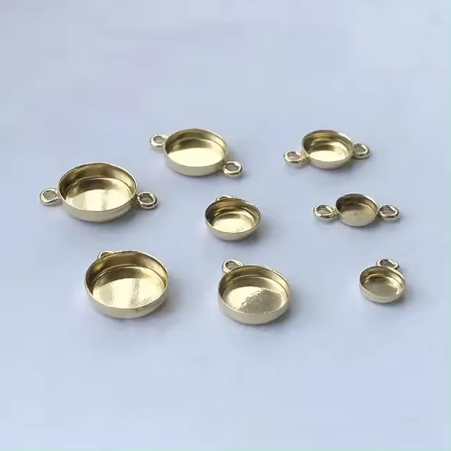 A2142 fashion 14k gold filled round base bezel charm pendant Tray Bezels Blank Setting For Bracelet Pendant Jewelry Making