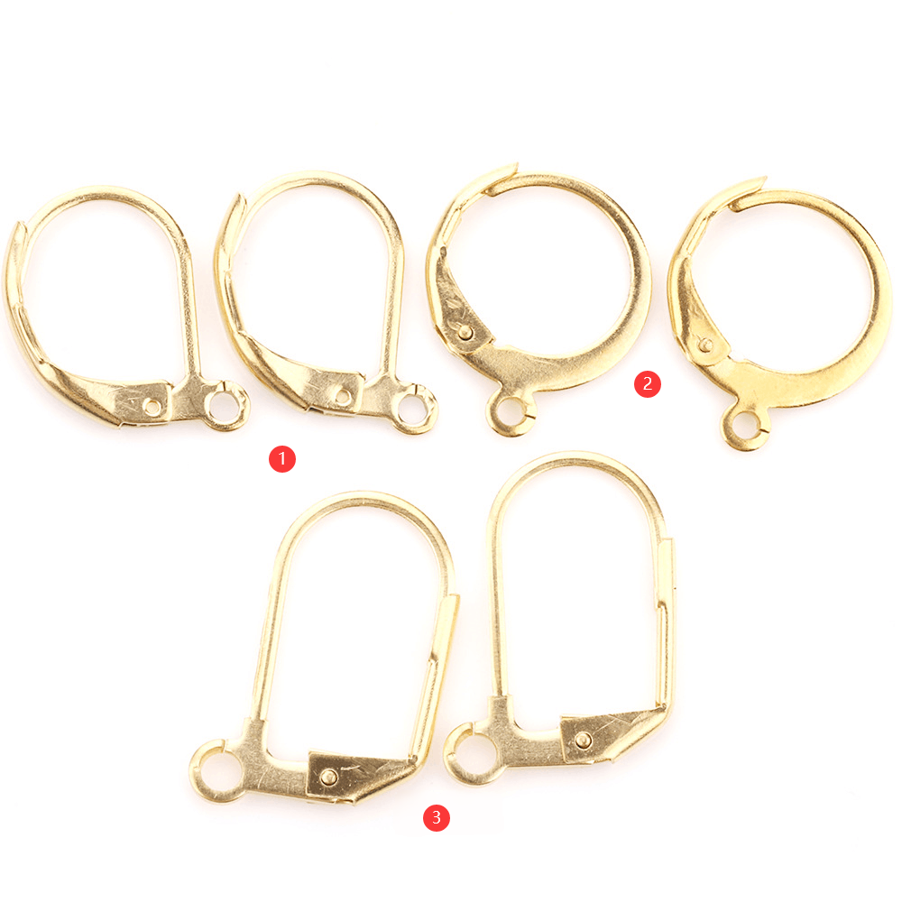 B4240 18k gold plated earrings clasp hooks D shaped stainless steel earrings back hoop for diy earrings findings