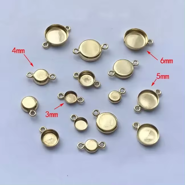 A2142 fashion 14k gold filled round base bezel charm pendant Tray Bezels Blank Setting For Bracelet Pendant Jewelry Making