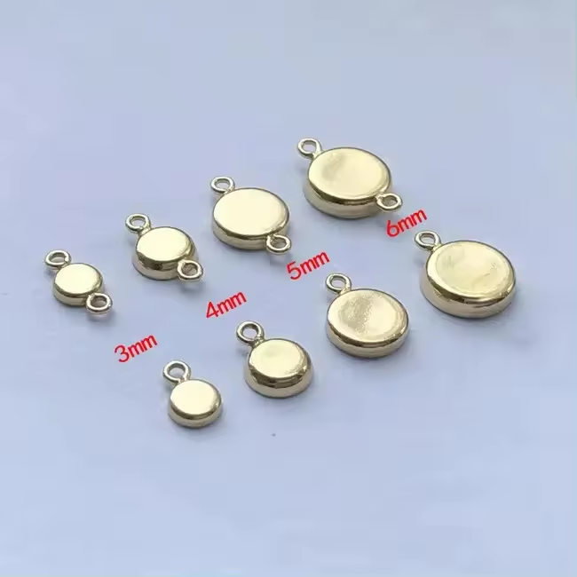 A2142 fashion 14k gold filled round base bezel charm pendant Tray Bezels Blank Setting For Bracelet Pendant Jewelry Making