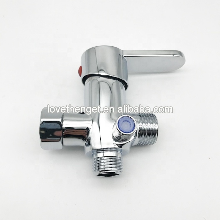 Solid Brass Diverter shut off valve cold and hot water T-valve for toilet