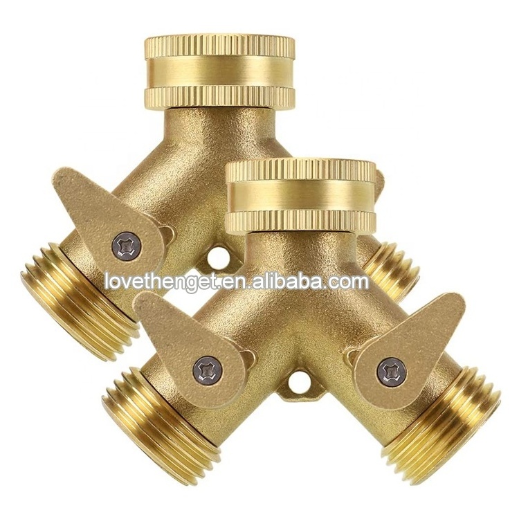 2 way brass hose splitter 3/4'' garden hose connector Y connector hose adapter