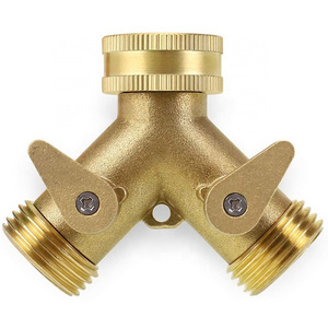 2 way brass hose splitter 3/4'' garden hose connector Y connector hose adapter