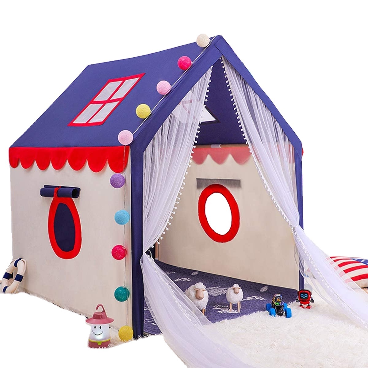 wholesale Indoor Kids Play House Blue Dome Pink Dome With Ball Strings For Boys and Girls Children's Toy Tent