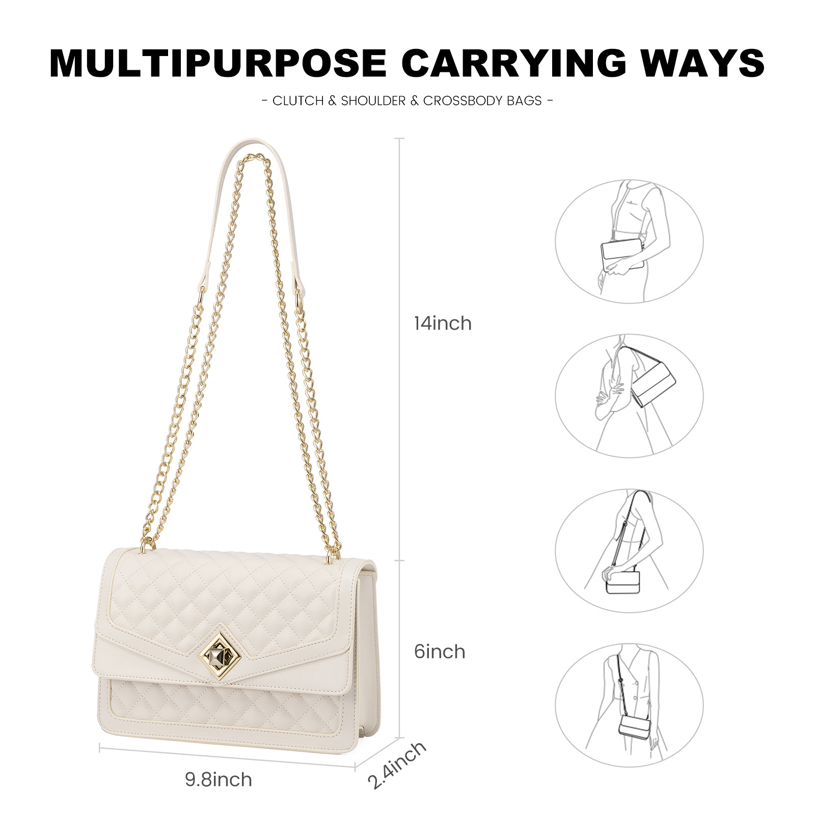 LOVEVOOK 2023 designer purses and handbags ladies sling shoulder bag with chain luxury quilted PU leather women purses