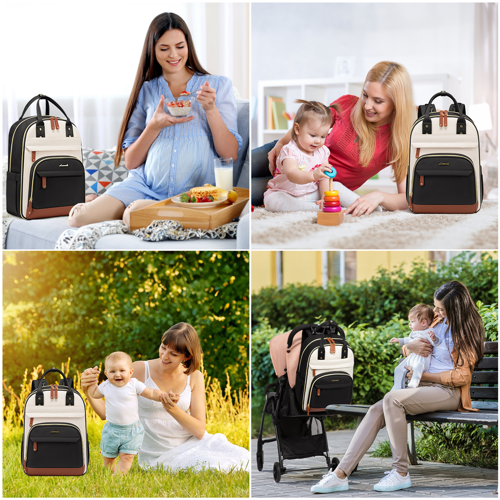 LOVEVOOK Baby Bag with Changing Pad Baby Registry Bag for Mom Dad with Stroller Buckles Large Waterproof Diaper Bag Backpack