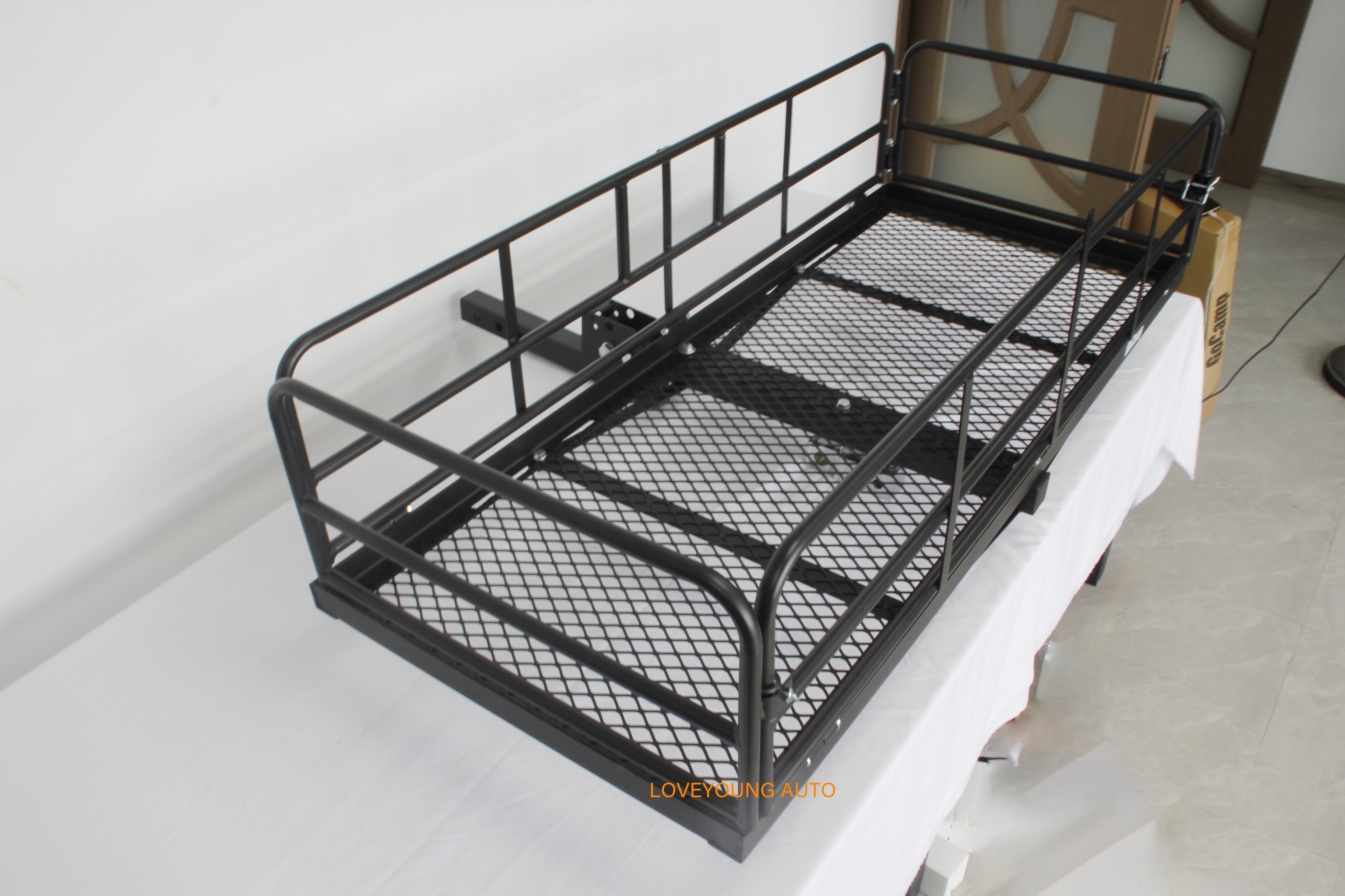 Heavy Duty foldable folding rear rack luggage trailer hitch mount cargo carrier basket for car