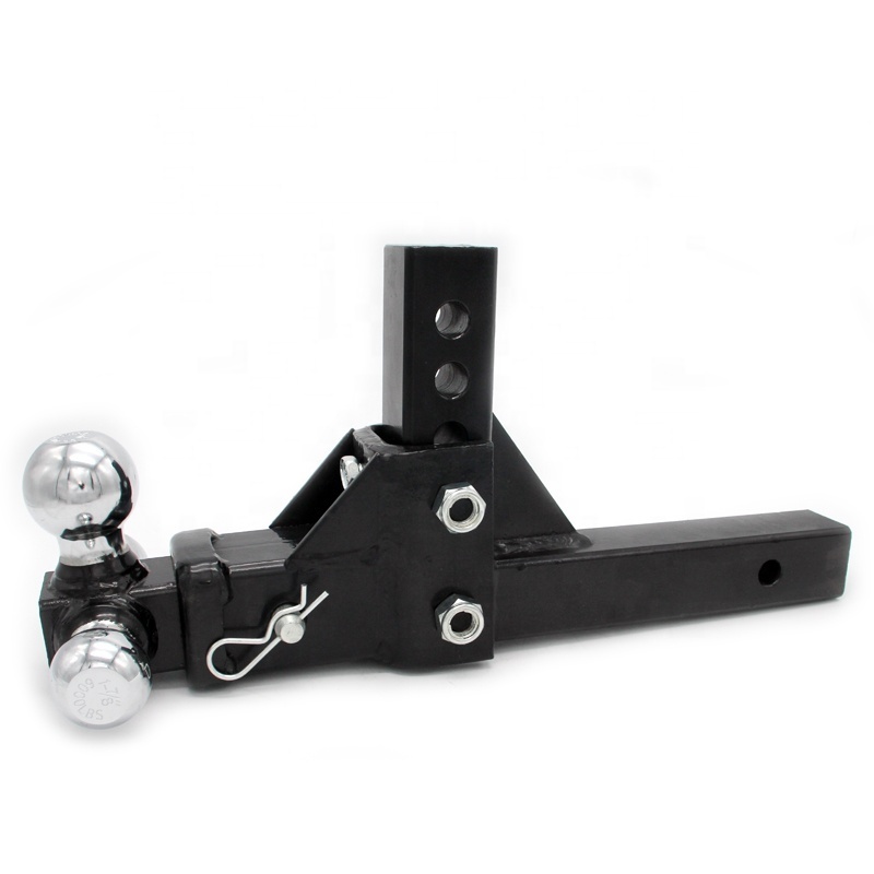 Chrome Hollow Shank Trailer Tri-ball Mount With Hook  Adjustable Trailer Hitch for Towing