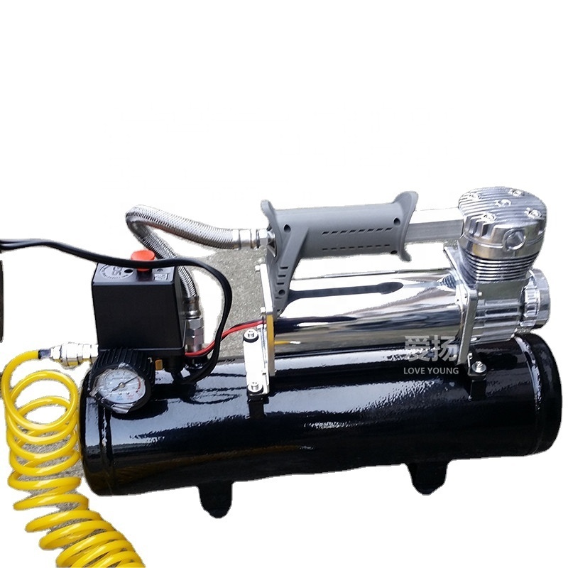 Heavy-duty high-flow tire air pump compressor with air tank for dust blowing tyre inflator