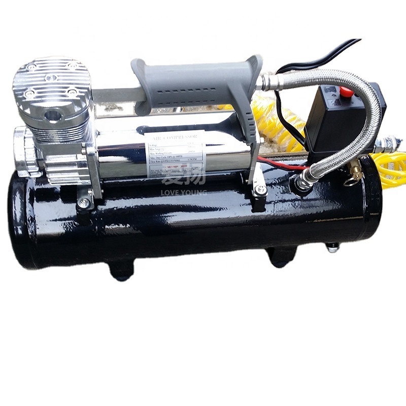 Heavy-duty high-flow tire air pump compressor with air tank for dust blowing tyre inflator