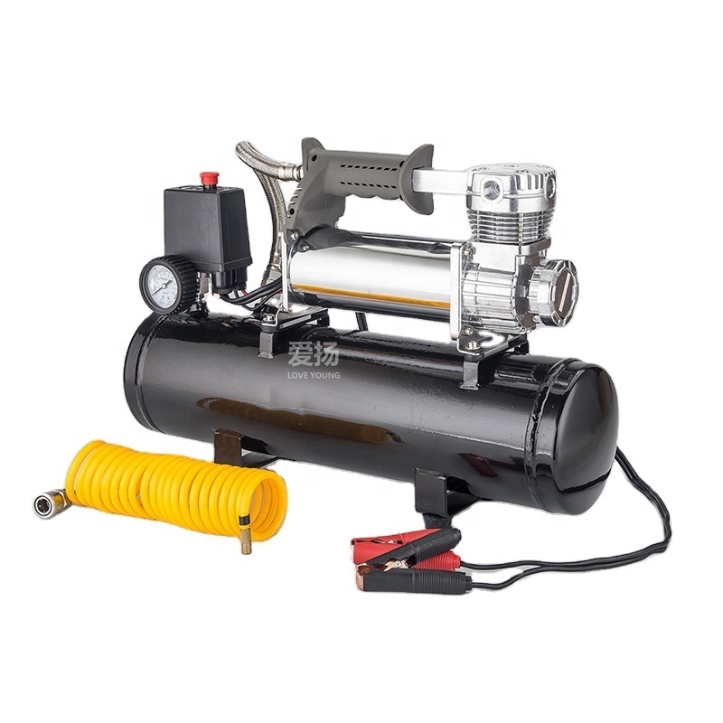 Heavy-duty high-flow tire air pump compressor with air tank for dust blowing tyre inflator