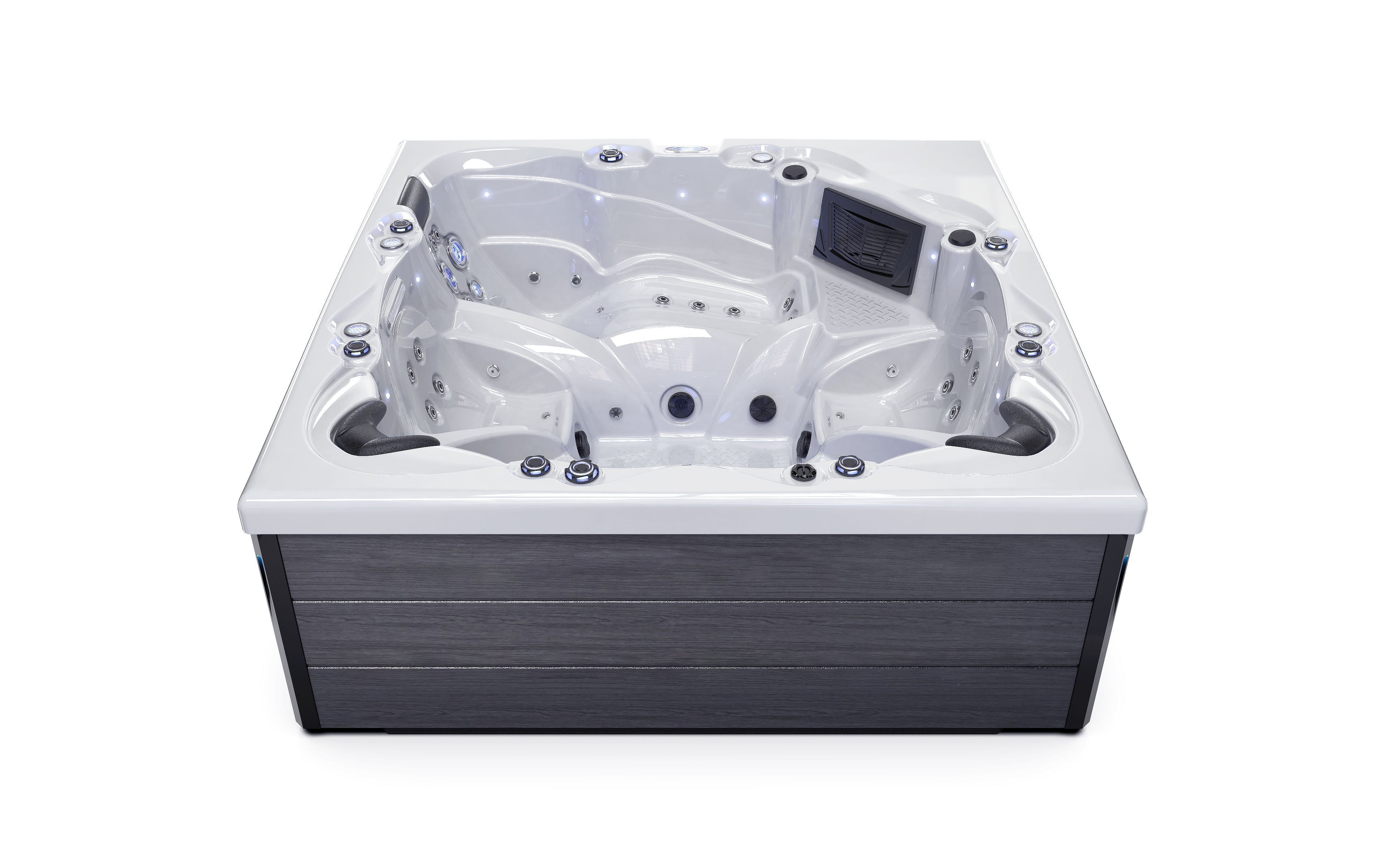 Best Selling Commercial Portable Bathtub Jakuzzi Hydro Massage Hotel Square Hot Tub Spa with LED Lights