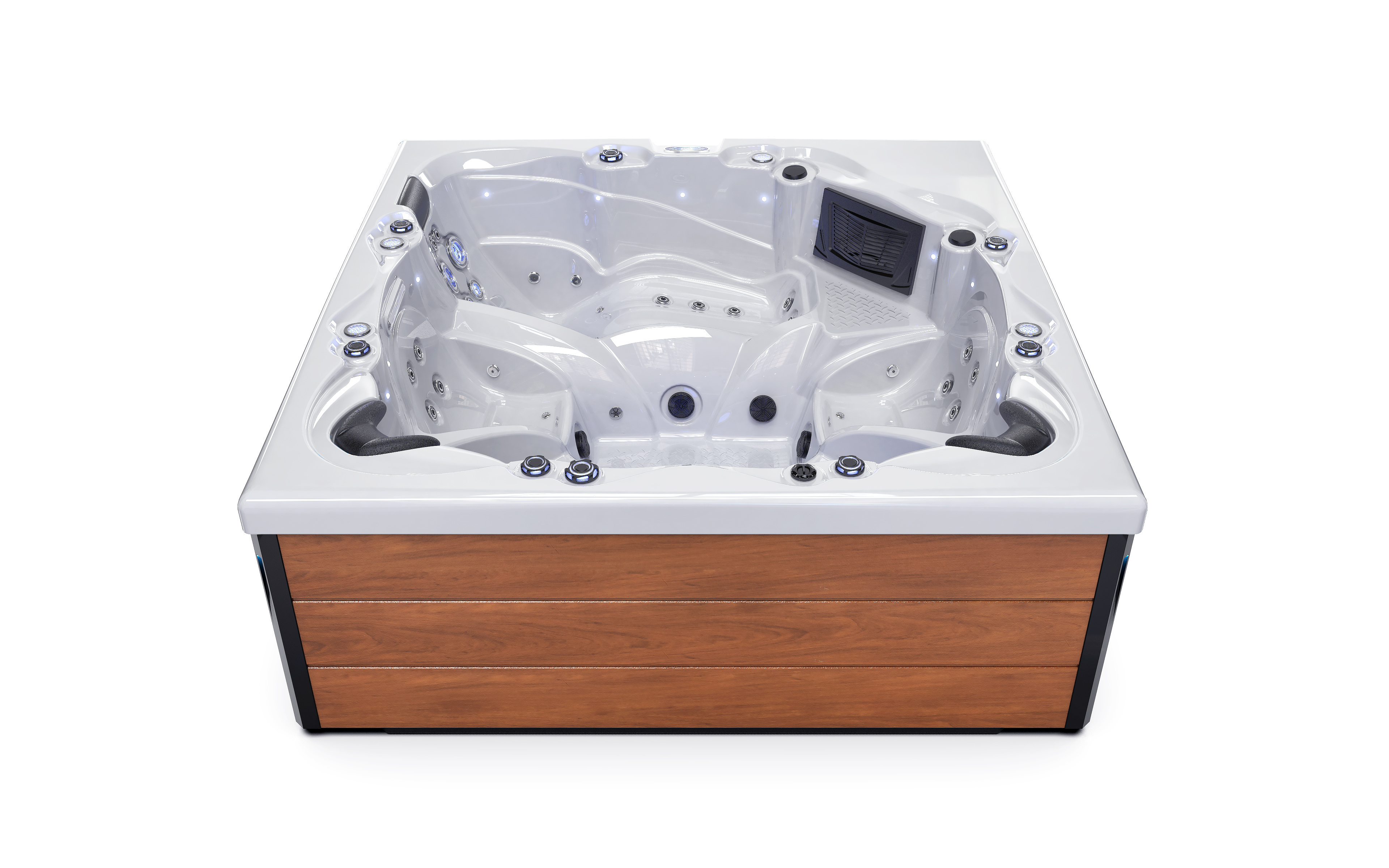 Best Selling Commercial Portable Bathtub Jakuzzi Hydro Massage Hotel Square Hot Tub Spa with LED Lights