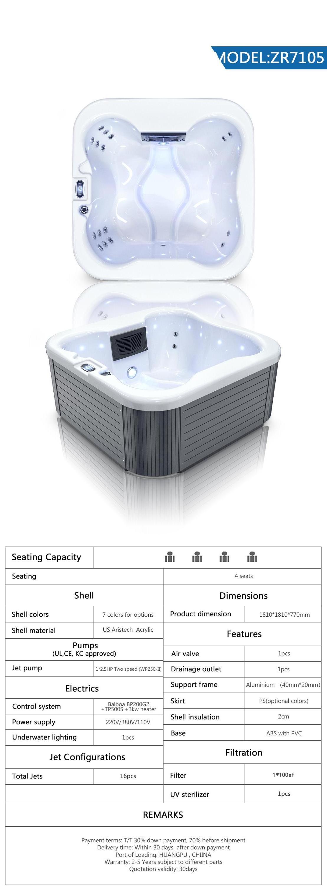 Whirlpool bathtub 4 person with WIFI plug spa custom outdoor spa design