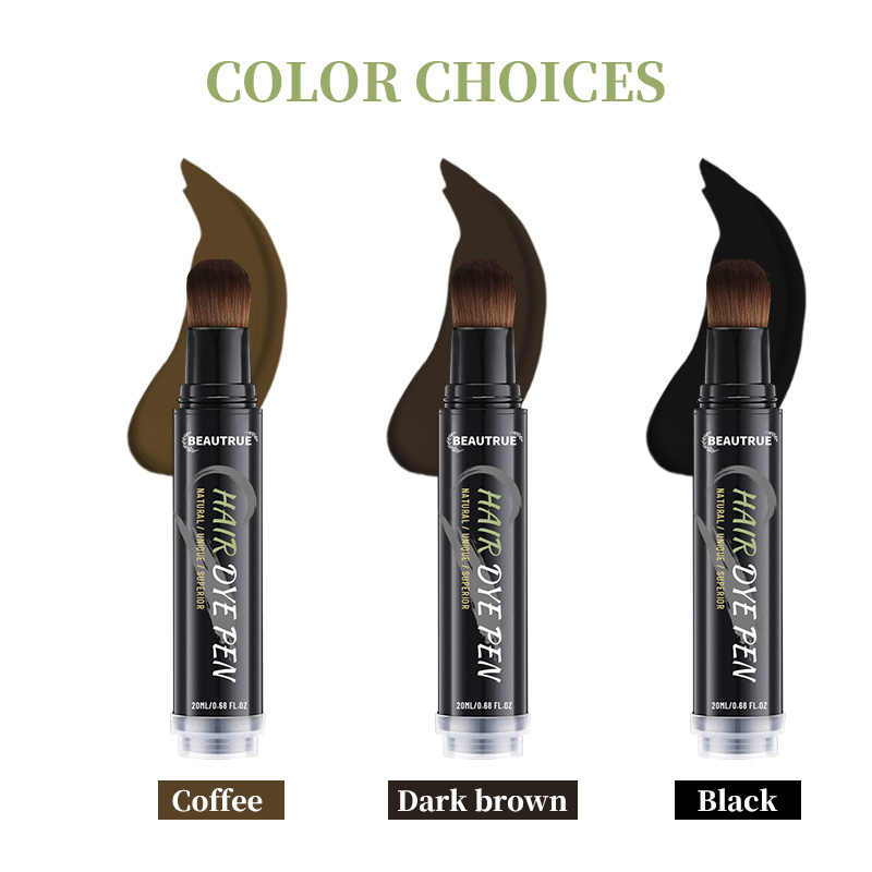 Custom Logo Hairs Dye Pen Touch Up Root Concealer Black Dark Brown Natural Hair Dye Brush Pen