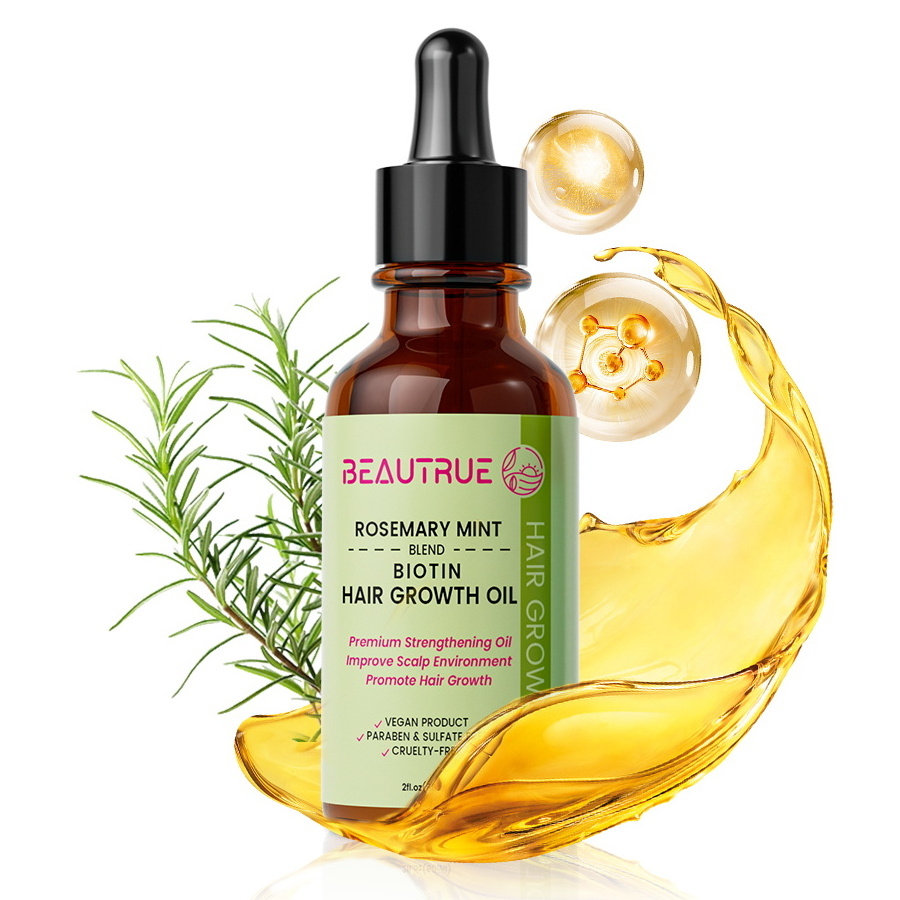 Hot Selling Promotion 60ml Natural Organic Rosemary Hair Growth Oil Private Label Scalp Treatment With Biotin Mint Growth Oil