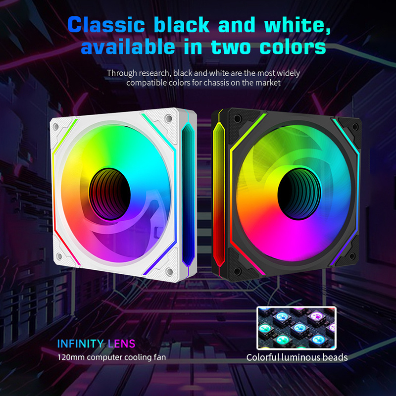 Lovingcool New Design PC Fan 12v Argb Gaming Computer Case Cooler 120mm Plastic Rgb CPU Fan with Mirror For Computer Case