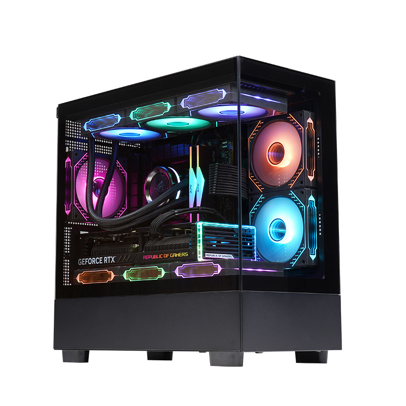 Lovingcool Black Computer Cases & Towers PC Cabinets ATX PC Gaming Computer Chassis Full Tower Cyborg Desktop PC Case with Fan