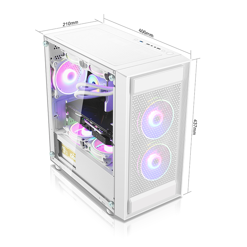 New Design M-ATX Gaming PC Case Mid Tower Plastic and Acrylic Horizontal Mesh Front Panel for Desktop Application