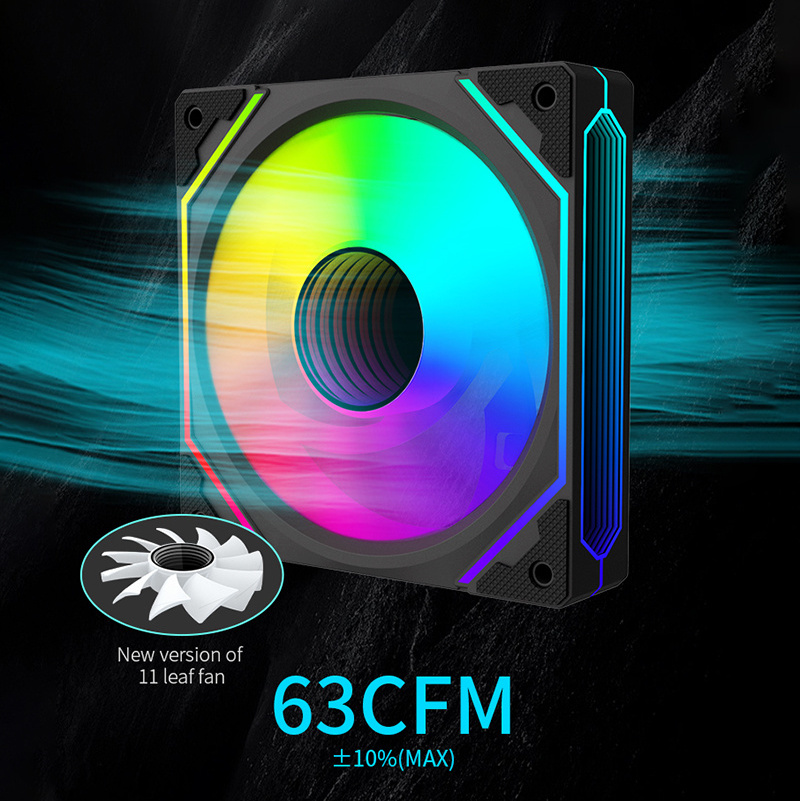 Lovingcool New Design PC Fan 12v Argb Gaming Computer Case Cooler 120mm Plastic Rgb CPU Fan with Mirror For Computer Case