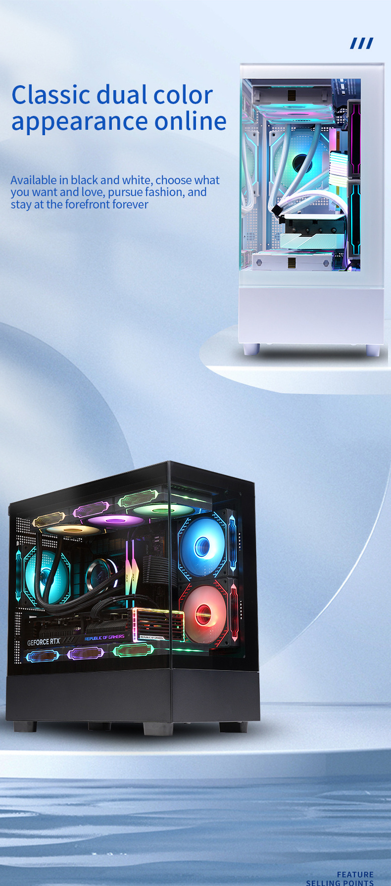 Lovingcool Black Computer Cases & Towers PC Cabinets ATX PC Gaming Computer Chassis Full Tower Cyborg Desktop PC Case with Fan