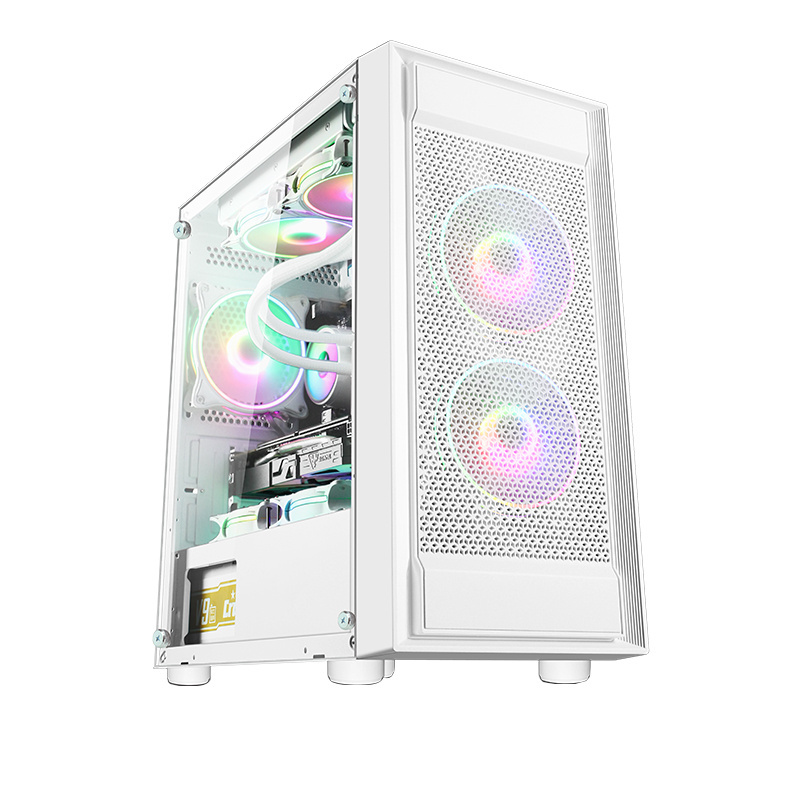 New Design M-ATX Gaming PC Case Mid Tower Plastic and Acrylic Horizontal Mesh Front Panel for Desktop Application