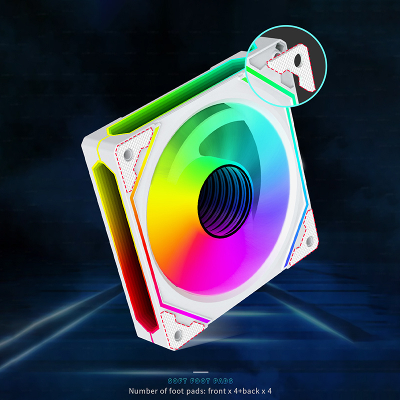 Lovingcool New Design PC Fan 12v Argb Gaming Computer Case Cooler 120mm Plastic Rgb CPU Fan with Mirror For Computer Case