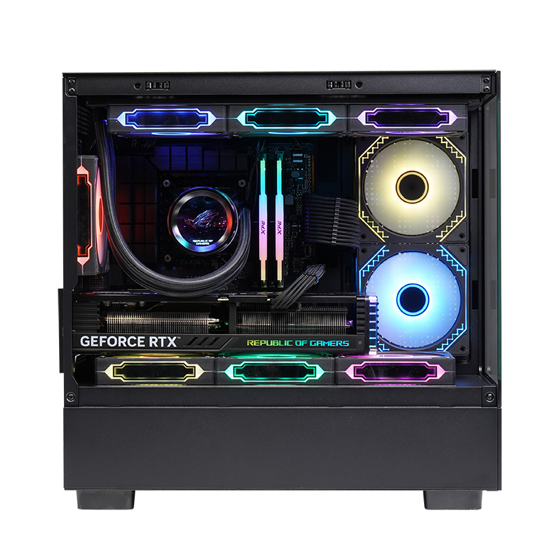 Lovingcool Black Computer Cases & Towers PC Cabinets ATX PC Gaming Computer Chassis Full Tower Cyborg Desktop PC Case with Fan