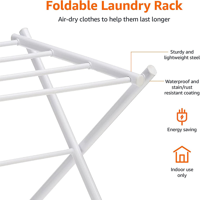 Portable Metal Indoor Stainless Steel Heavy Duty Laundry Rack Airer Foldable Clothes Drying Rack