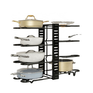 2/3/4/5/8 Tier Black Cabinet Pantry Adjustable Pot Lid And Pan Organizer Storage Holder Shelves Rack For Kitchen