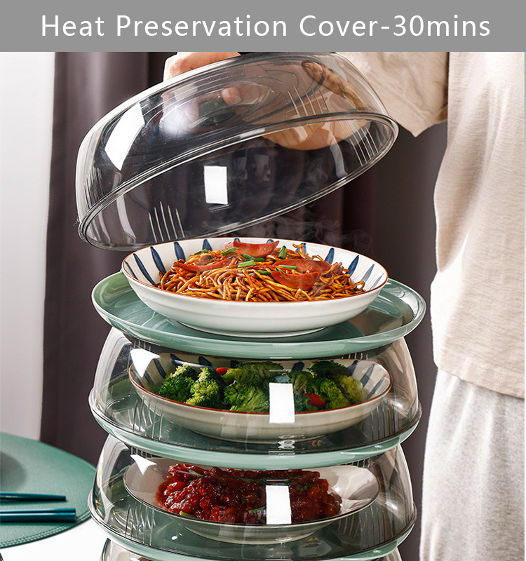 100% Food Grade Bpa-Free Table Insulated Pet Reusable Cloche Dome Plastic Microwave Food Plate Container Cover