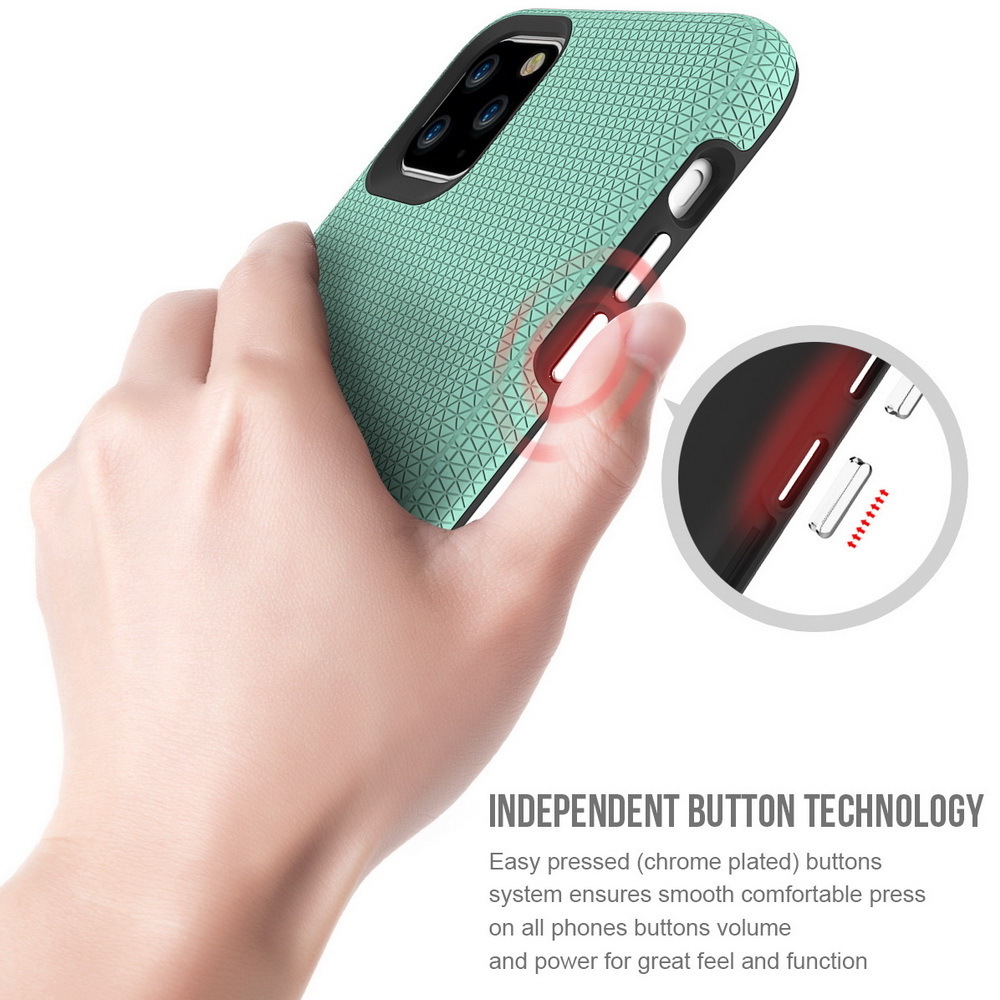 Unique Rigid Triangle Texture Hybrid Rugged PC TPU Shockproof Phone Case For iPhone 11 Pro Max 2019