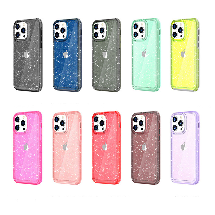 2023 new shining Glitter Colour Rugged hard pc Color Changing Phone Case For iphone 14 Pro shining clear case