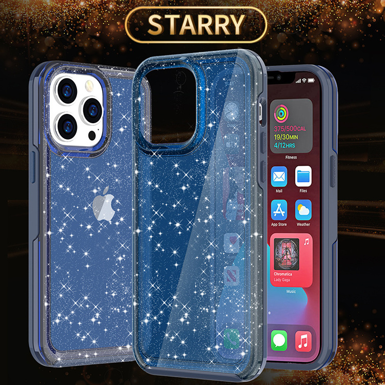 2023 new shining Glitter Colour Rugged hard pc Color Changing Phone Case For iphone 14 Pro shining clear case