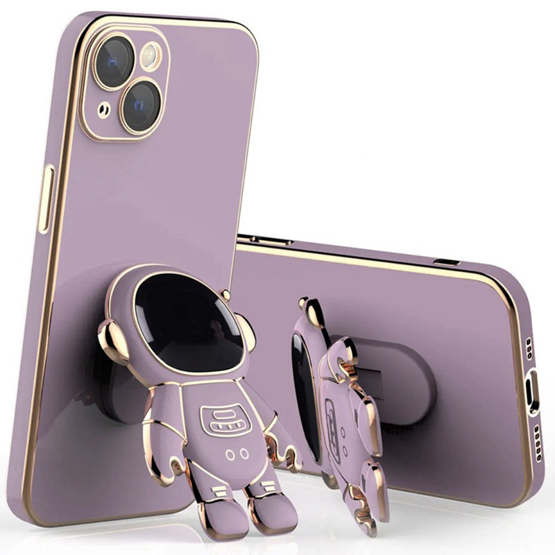 Factory Price Astronaut Phone Stand Tpu electroplated Phone Case For iPhone 15 pro 14pro  13 Phone holder Electroplating case