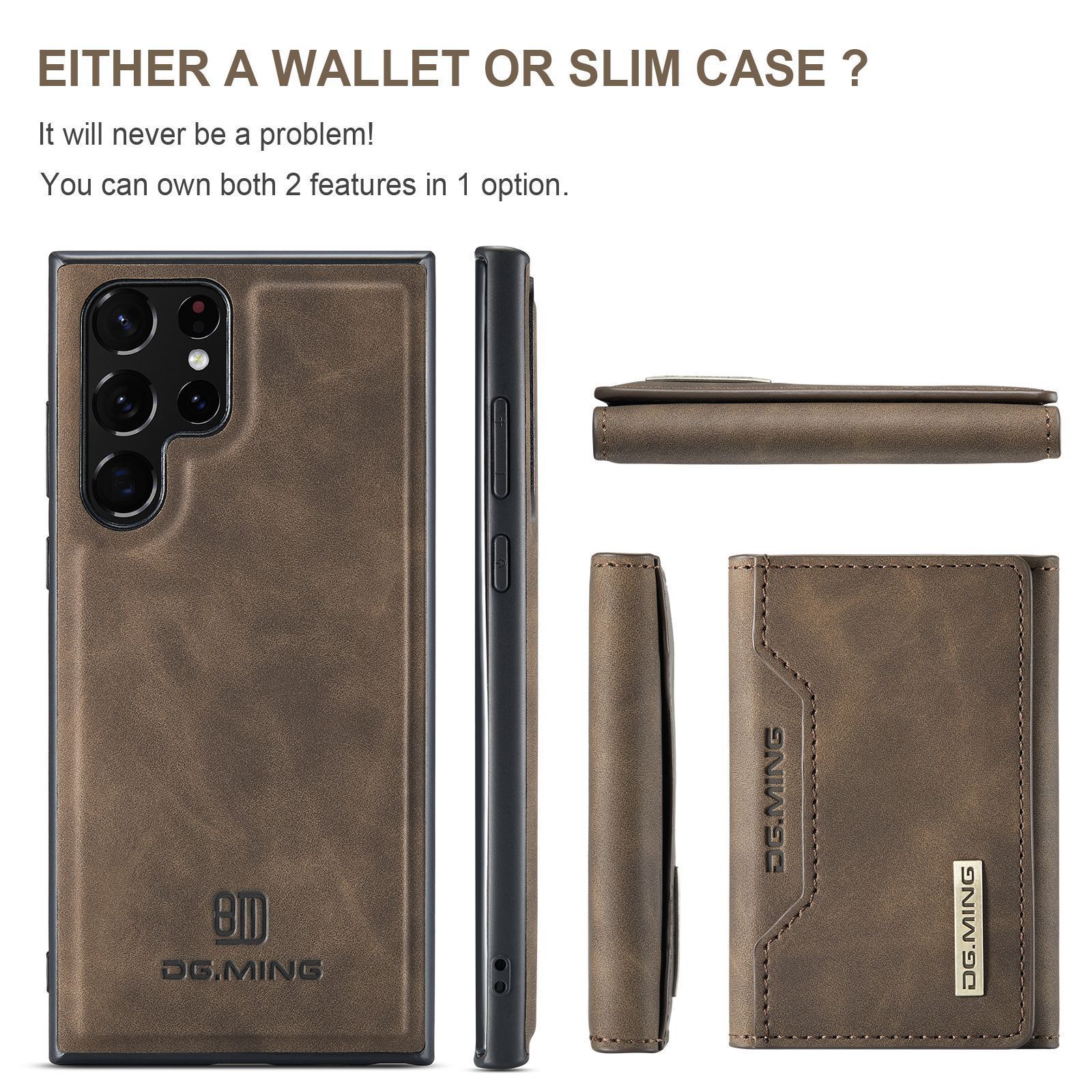 Luxury Wallet Case For Samsung Galaxy S22 Ultra, Detachable Magnetic Card Holder Pocket Phone Case for S22 Ultra S23