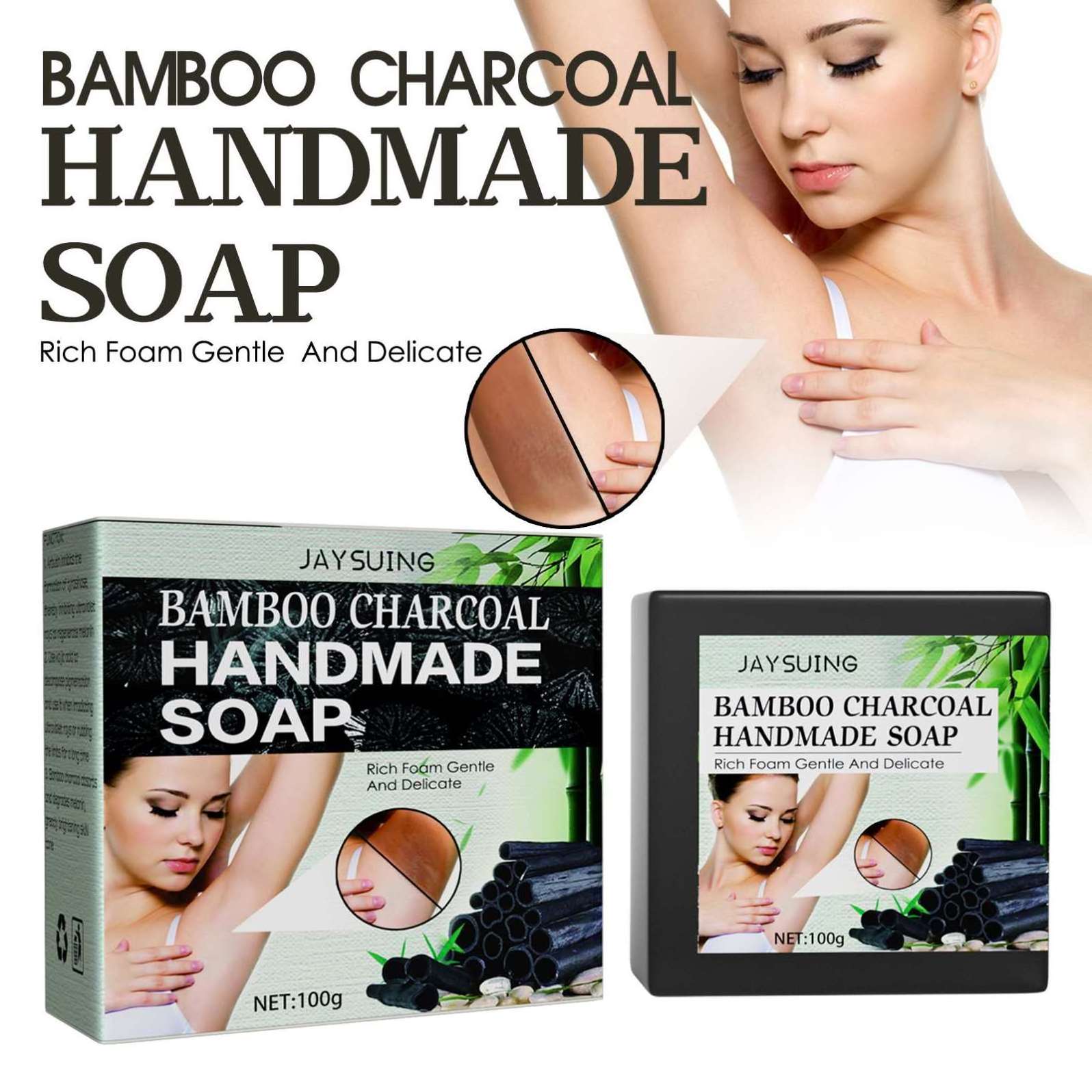 Natural Organic 100% Black Wholesale Private Label Handmade Whitening Black Soap Bamboo Charcoal Beauty Bathing Soap Bar