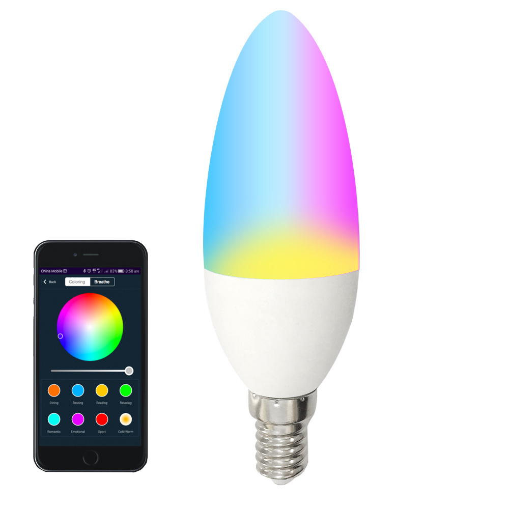 Tuya Google assistant Alex Voice Control app Wifi RGB Smart LED Candle Light Bulb Cheap Prices Lamp Bulbs 3W E12 E14