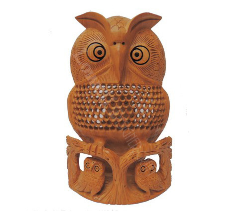 INDIAN HAND CARVED WOODEN OWL