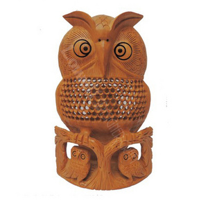 INDIAN HAND CARVED WOODEN OWL