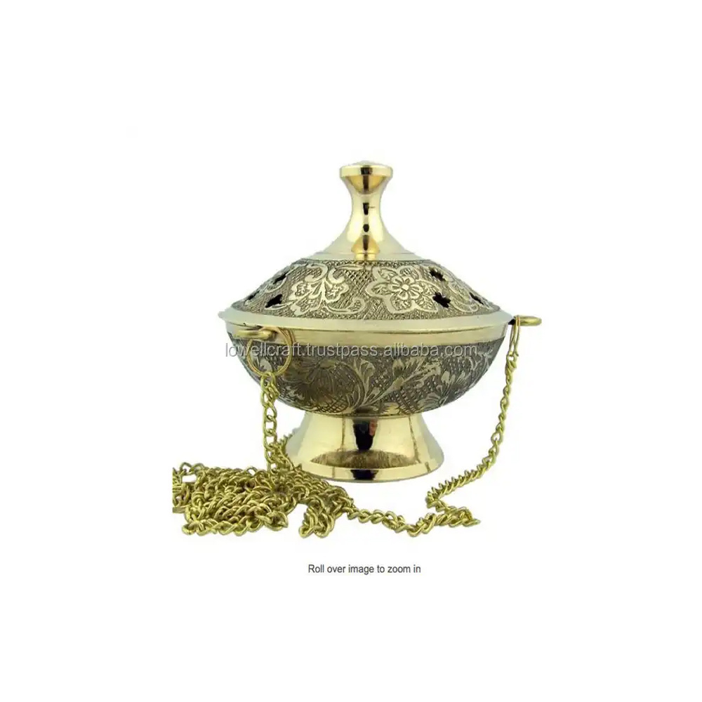 Good Quality Embossed Brass metal Incense Charcoal Burner Hanging From Wholesale Supplier