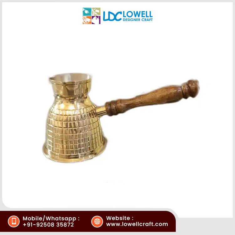 Premium Quality  Brass Copper Turkish Coffee Warmer Pot with Handle From Indian Supplier