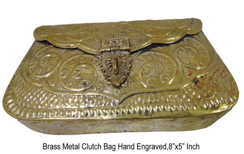 Hand Carving clutches Vintage Handmade Brass metal purse Hand clutch for women party clutch