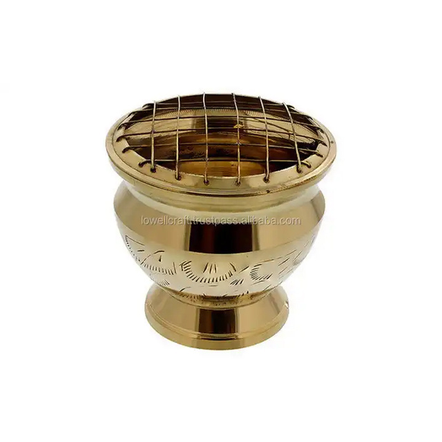 Hot Sale Brass Charcoal Burning Incense Burner with Round Shape From Wholesale Supplier