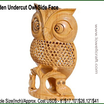 INDIAN HAND CARVED WOODEN OWL