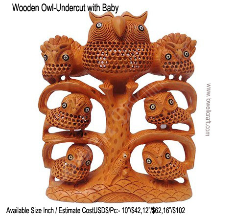 INDIAN HAND CARVED WOODEN OWL