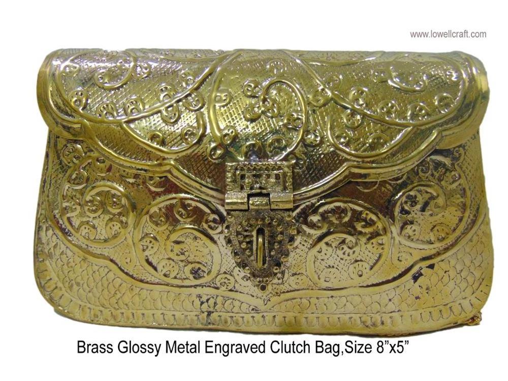 Hand Carving clutches Vintage Handmade Brass metal purse Hand clutch for women party clutch