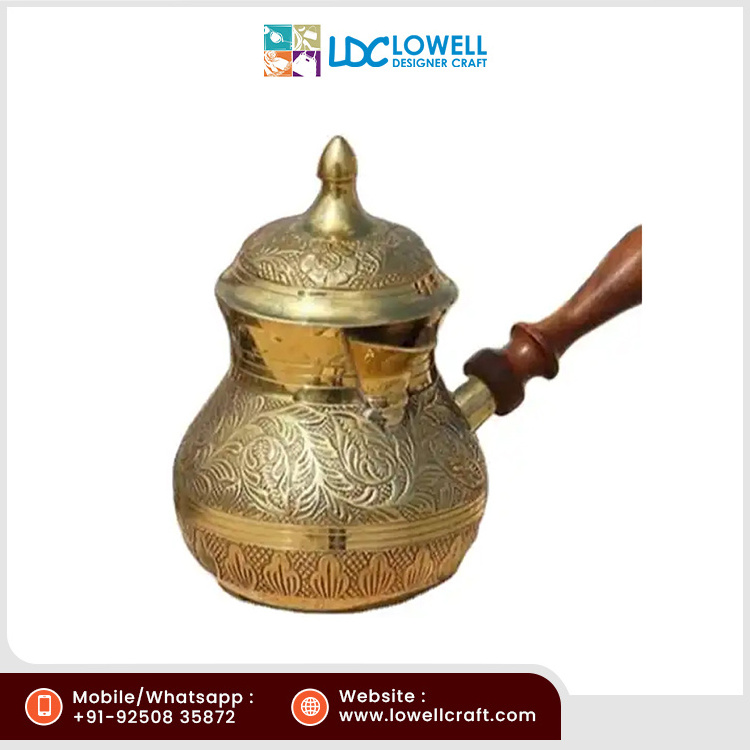 New Arrival Turkish brass Coffee pot warmer Kettle  with wooodle handle Available At Low Price